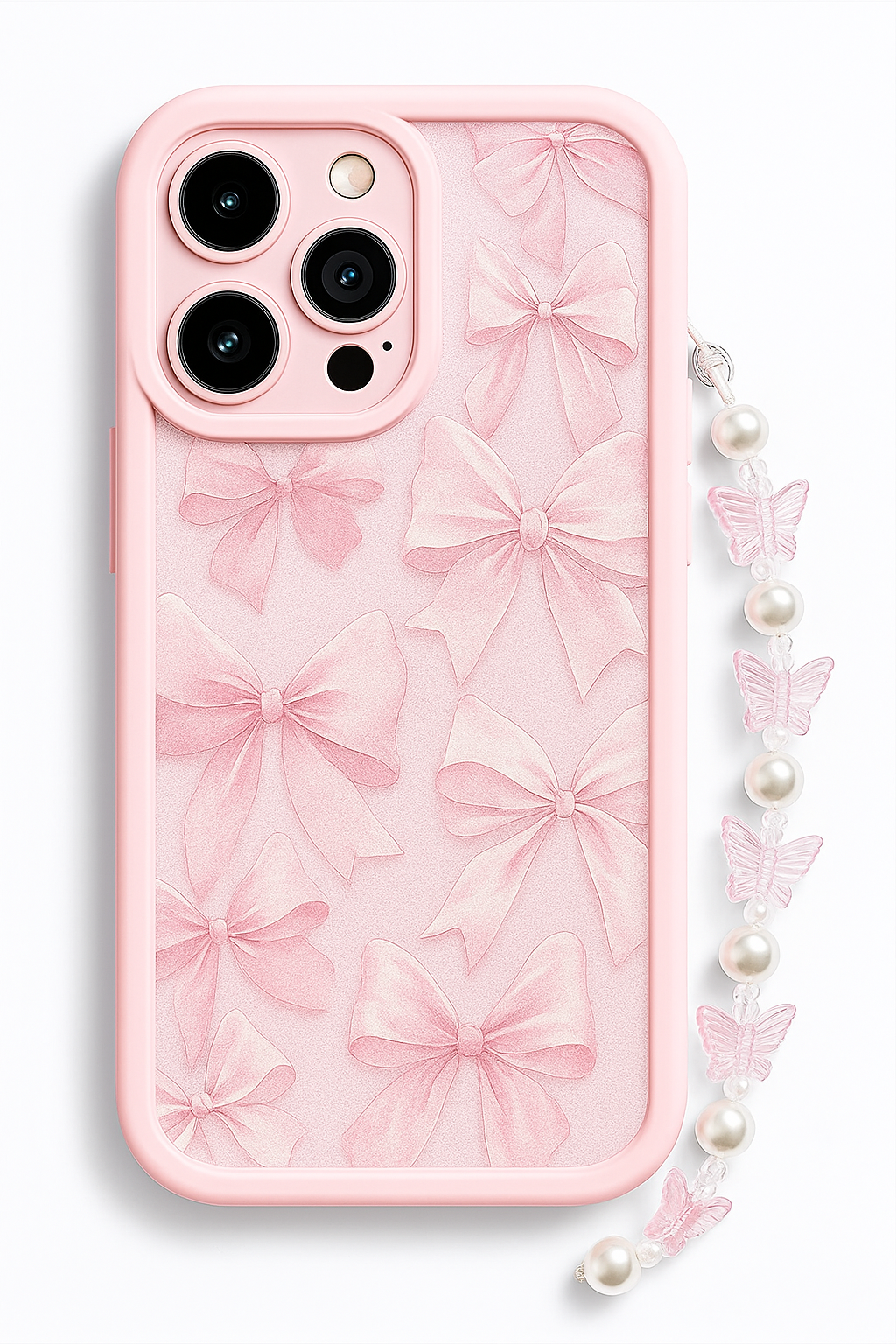 Pink Bow Pattern Silicone iPhone Case
