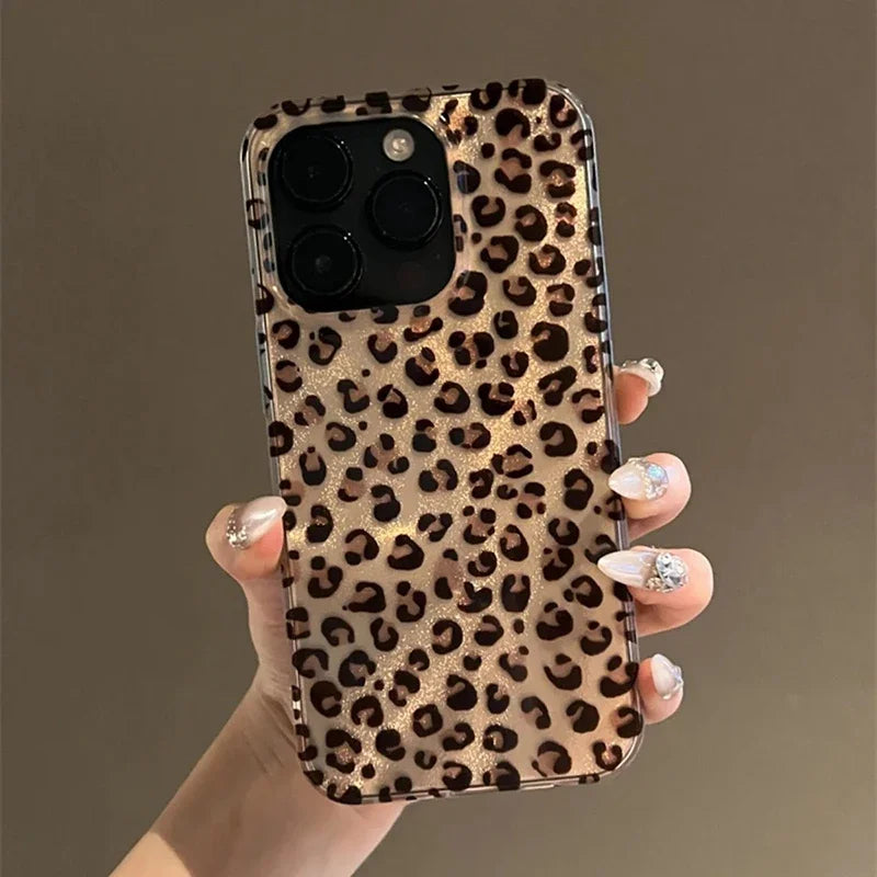 Retro Brown Leopard Print Clear iPhone Case