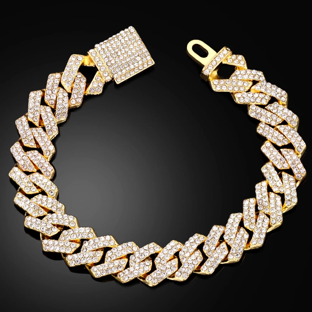 Iced Out Prong Link Cuban Chain Bracelet