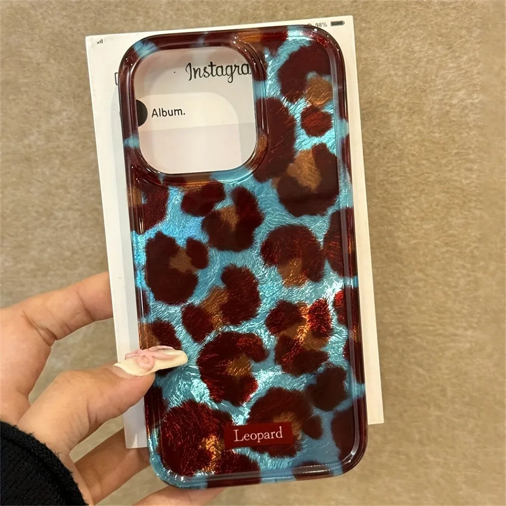 Blue Smudge Leopard Print Soft iPhone Case