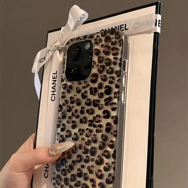 Retro Brown Leopard Print Clear iPhone Case