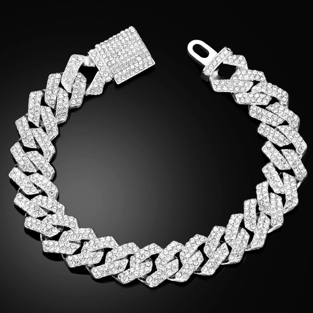 Iced Out Prong Link Cuban Chain Bracelet