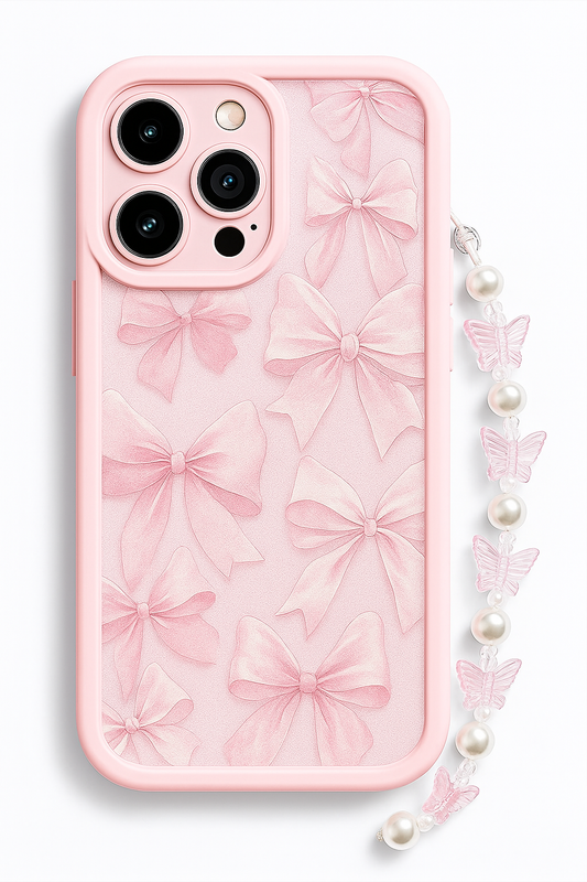 Pink Bow Pattern Silicone iPhone Case