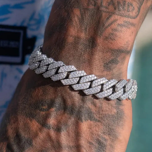 Iced Out Prong Link Cuban Chain Bracelet