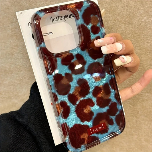 Blue Smudge Leopard Print Soft iPhone Case