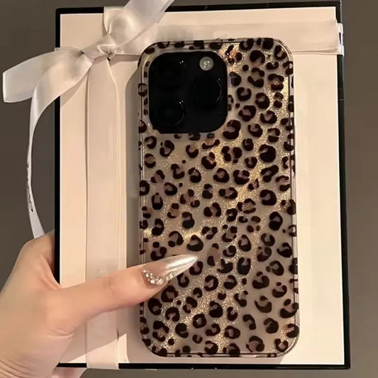 Retro Brown Leopard Print Clear iPhone Case